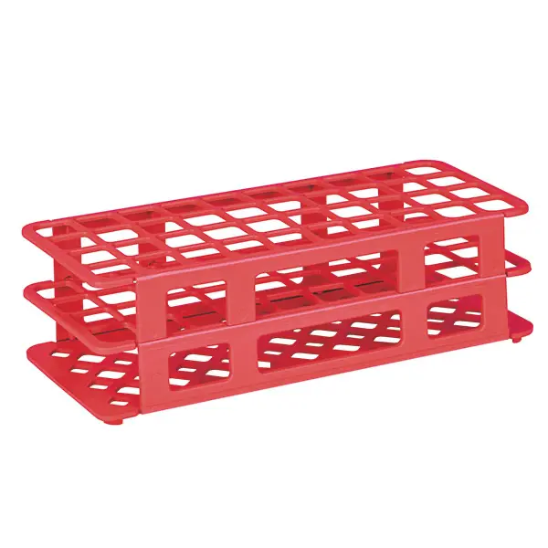 Universalständer für Probenröhrchen - 90 Bohrungen, Loch 13 mm Ø - 246,5 x 104 x 60 mm - rot