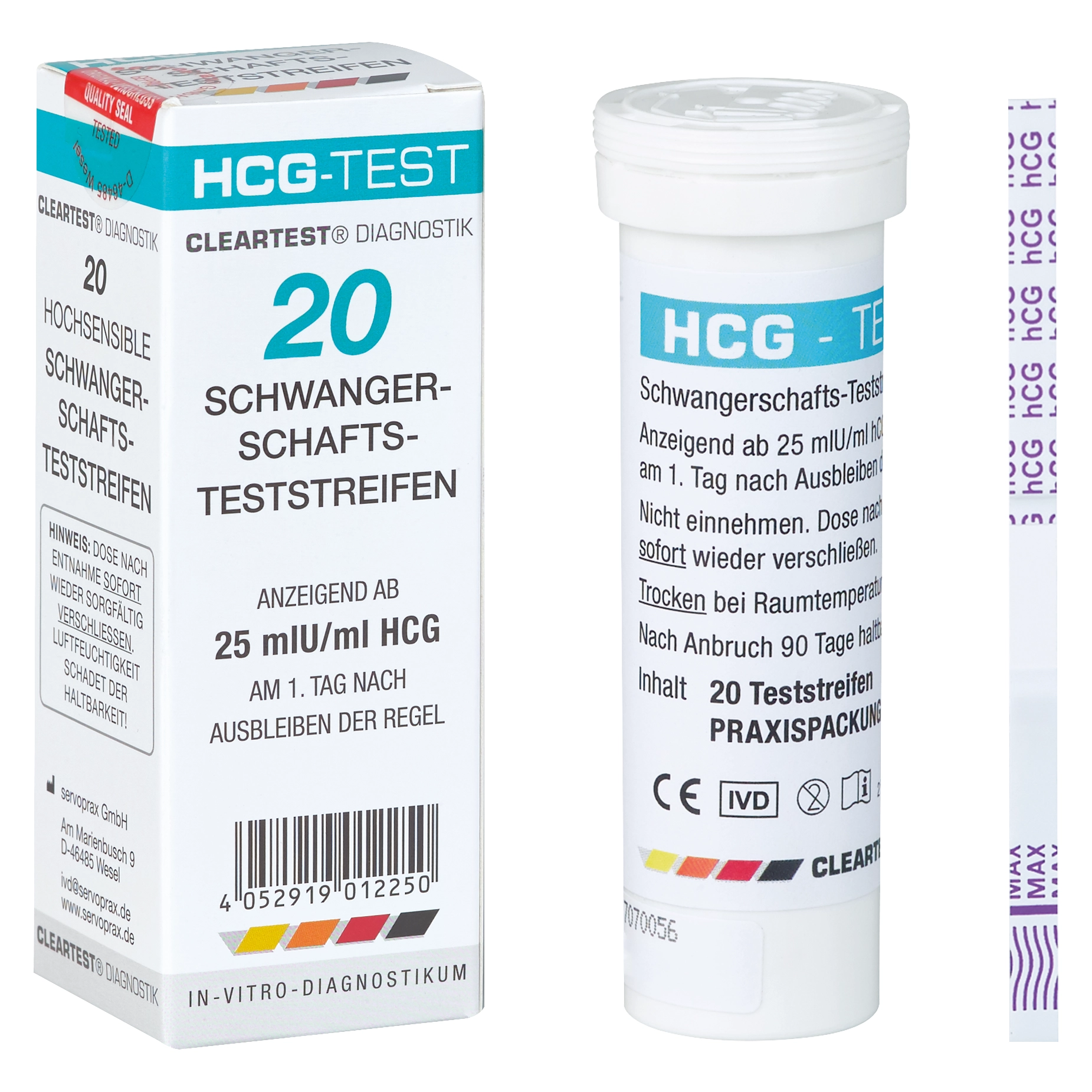 Cleartest HCG - Schwangerschafts-Teststreifen lose - 20 Teste