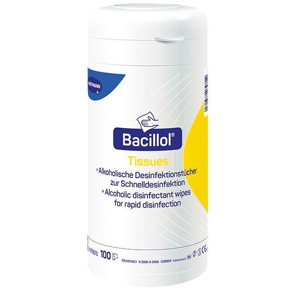 Bacillol Tissue Desinfektionstücher - Spenderdose mit 100 Tüchern 22,5 x 13,9 cm