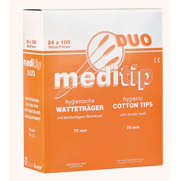 Meditip DUO Watteträger 75 mm - 2400 Stück