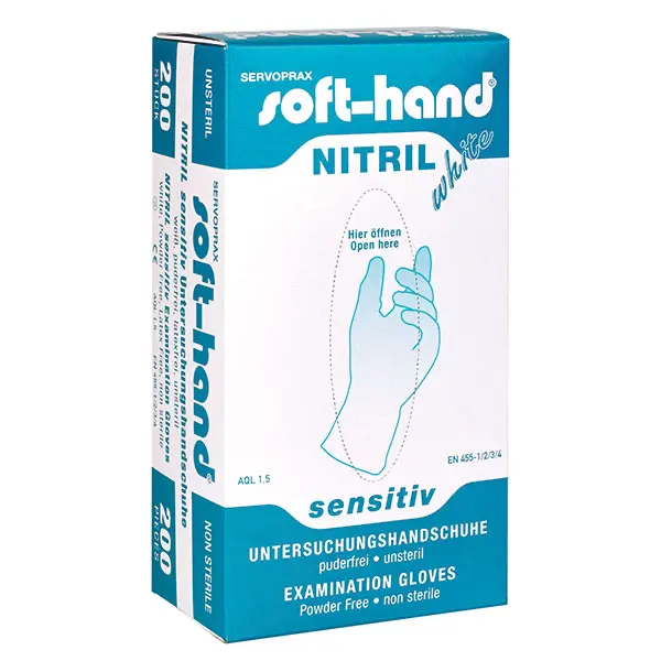 Soft-Hand Nitril - White Sensitive - puderfrei - Größe XS - 200 Stück