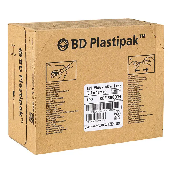 BD Plastipak Tuberkulinspritzen - Mit Luer-Ansatz, mit aufgesetzter Kanüle 0,50 x 16 mm