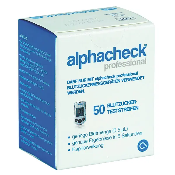 Alphacheck Blutzucker - Teststreifen - 50 Stück