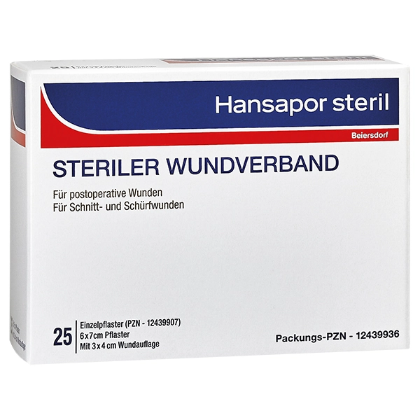 Beiersdorf Hansapor Steril, 6 x 7 cm, 25 Stück