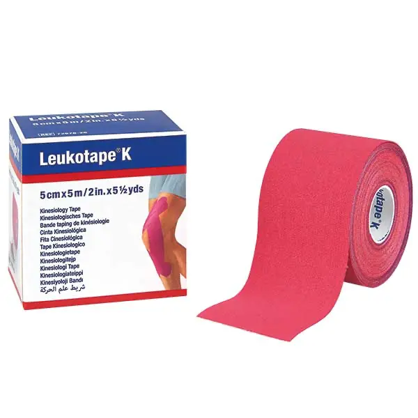 Leukotape K Elastischer Klebeverband - 5,0 cm x 5 m - pink, 5 Stück