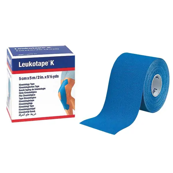 Leukotape K Elastischer Klebeverband - 5,0 cm x 5 m - hellblau, 5 Stück