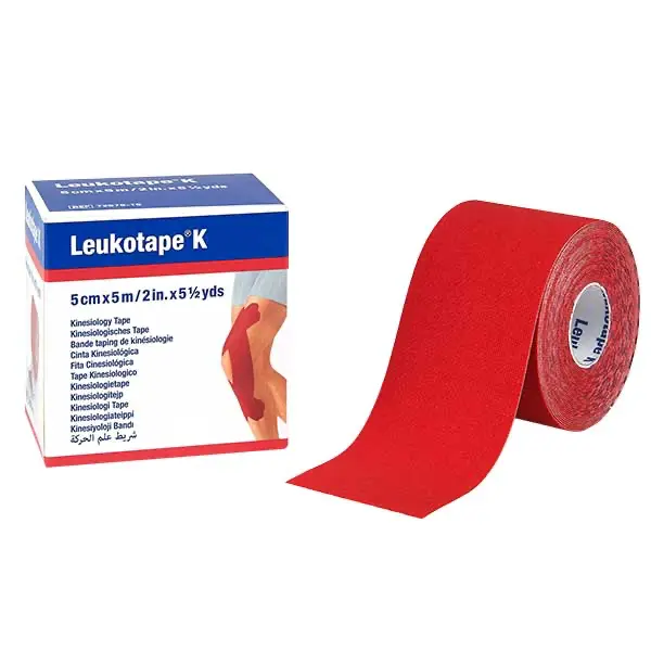 Leukotape K Elastischer Klebeverband - 5,0 cm x 5 m - rot, 5 Stück